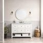 James Martin Breckenridge 48" Single Bathroom Vanity in Bright White with 3 cm Carrara White Marble Top and Rectangular Sink, , large