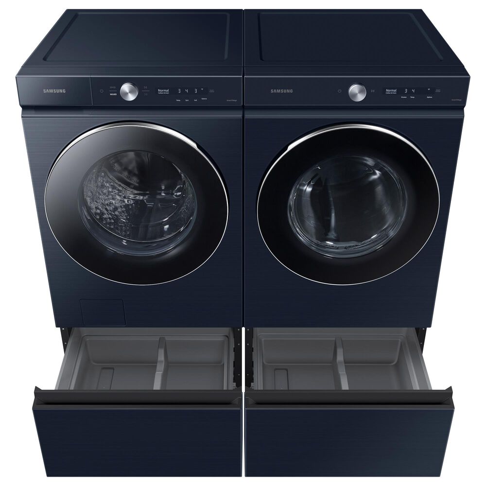 Samsung Bespoke 5.3 Cu. Ft. Front Load Washer and 7.6 Cu. Ft. Electric Dryer Laundry Pair in Brushed Navy, , large
