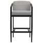 Armen Living Palma Patio Counter Height Bar Stool with Dark Grey Cushion in Black, , large