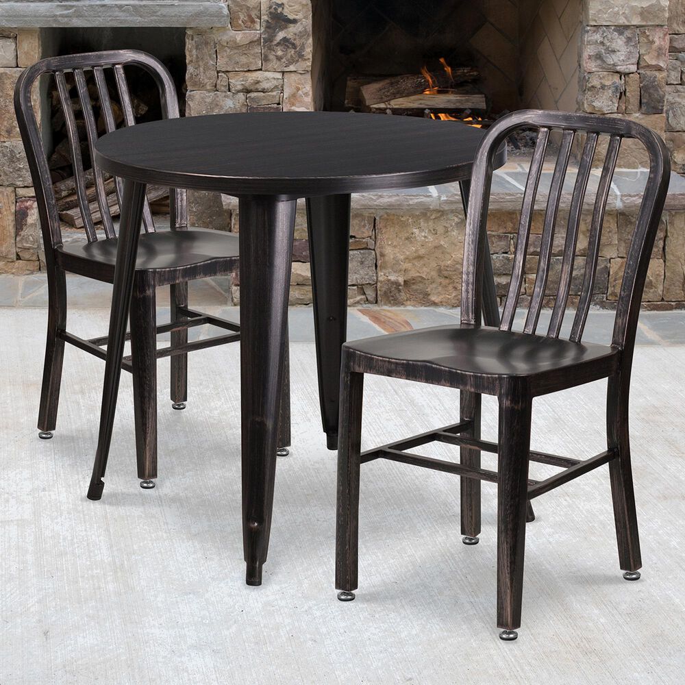 Flash Furniture 3-Piece Metal Table Set in Gold, , large