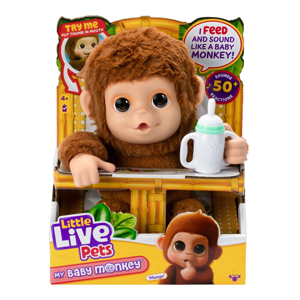 Bluey LITTLE LIVE PETS MY BABY MONKEY PLUSH SINGLE PK, , large