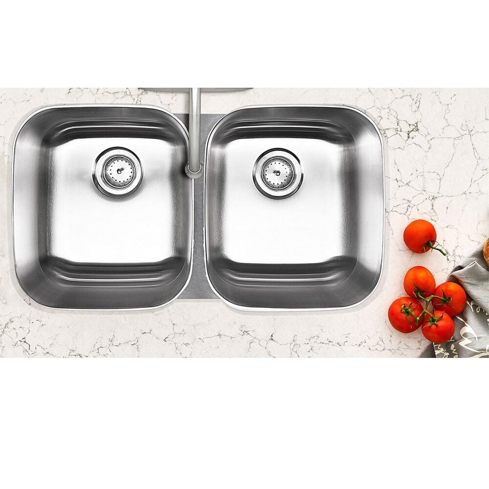 MS International Double Bowl 18-Gauge Stainless Steel Undermount Kitchen Sink, , large