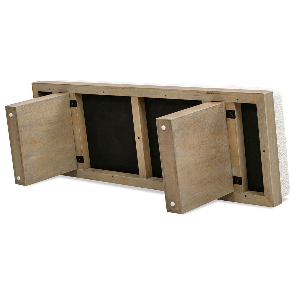 Jennifer Taylor Home Bella Accent Bench with Ivory White Upholstered in Natural, , large