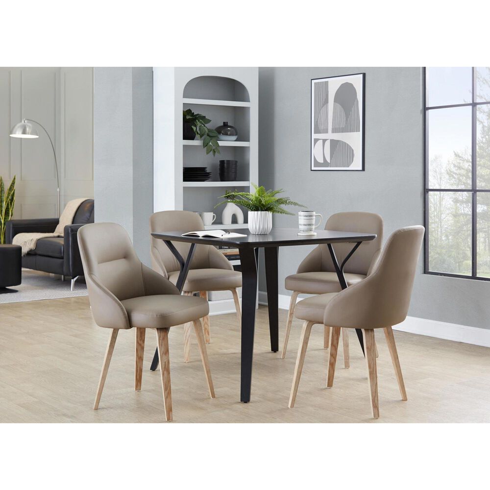 LumiSource York Side Chair with Brown Faux Leather Cushion in Whitewashed (Set of 2), , large