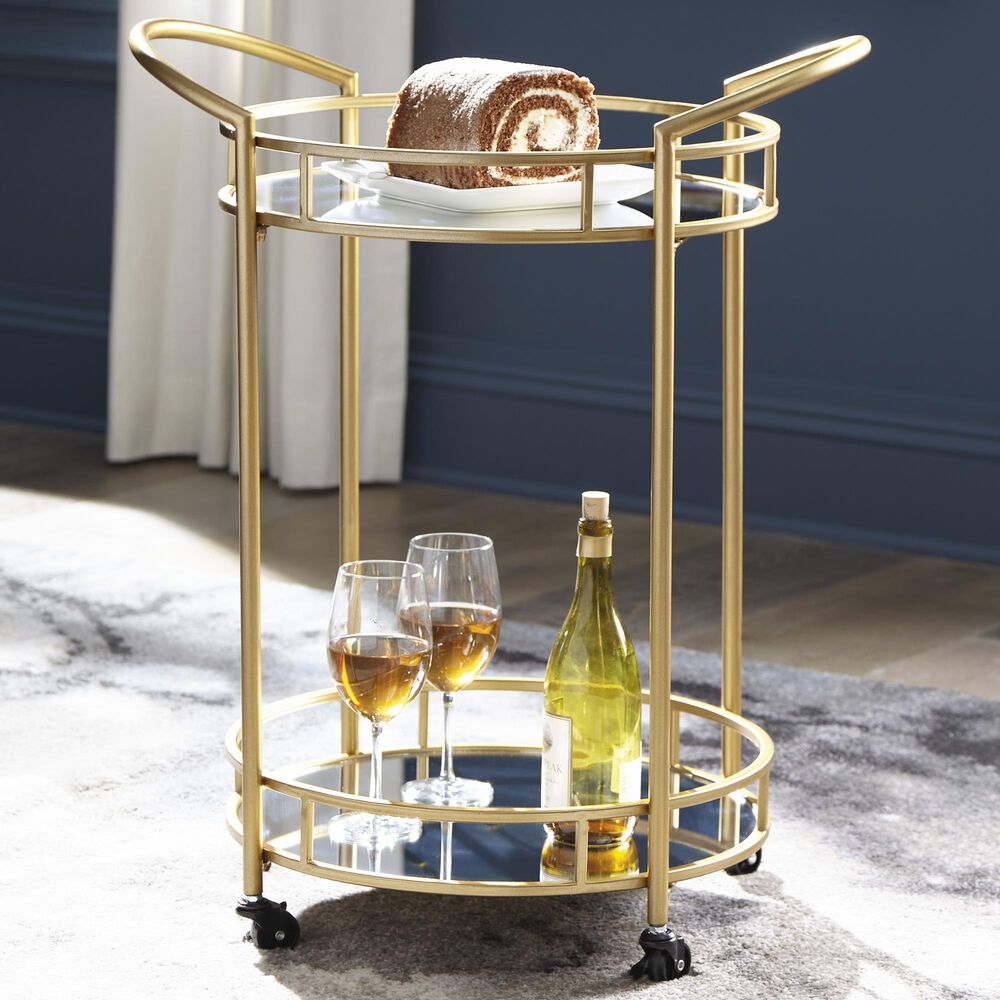 Ashley Wynora Bar Cart in Goldtone, , large