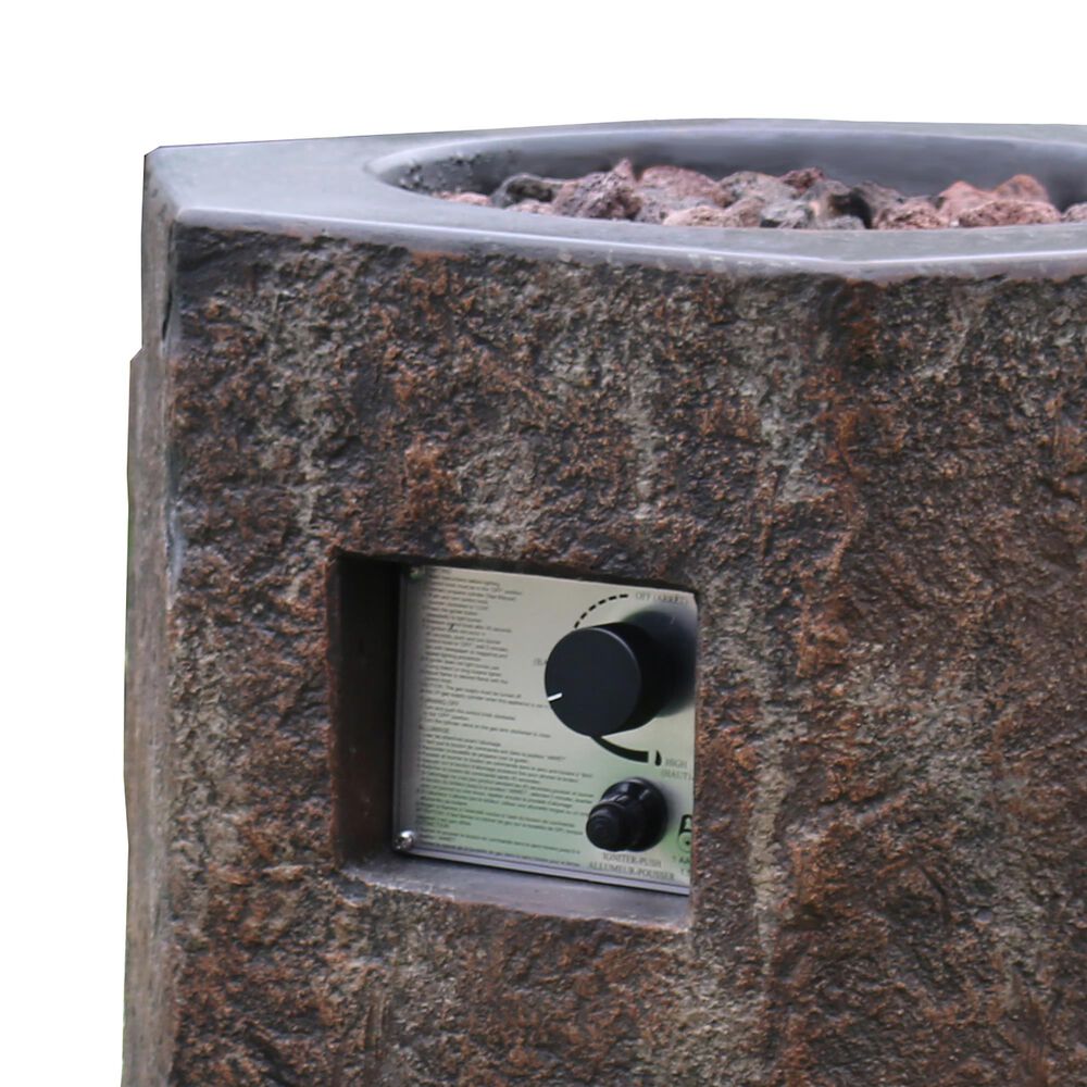 Elementi Fire Basalt Hexagon Liquid Propane Fire Column in Brown, , large