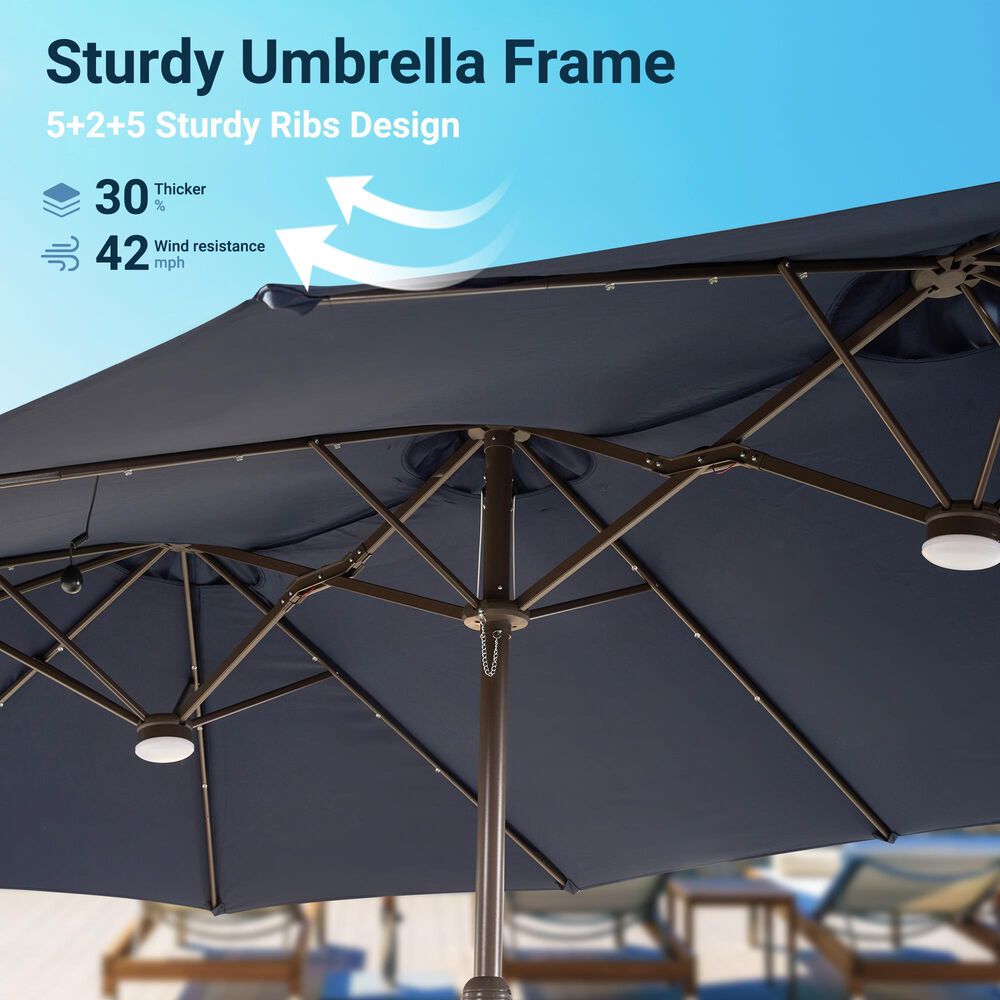 HOMLUX 2-Piece 14.5 ft Patio Umbrella Set in Dark Blue, , large