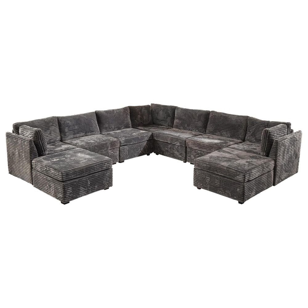 Noviland HOMLUX 9-Piece Mod L-Sectional with Chaise in Grey, , large