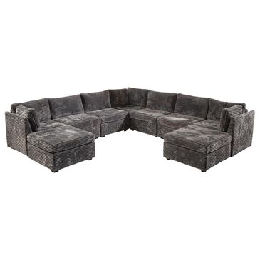 Noviland HOMLUX 9-Piece Mod L-Sectional with Chaise in Grey, , large