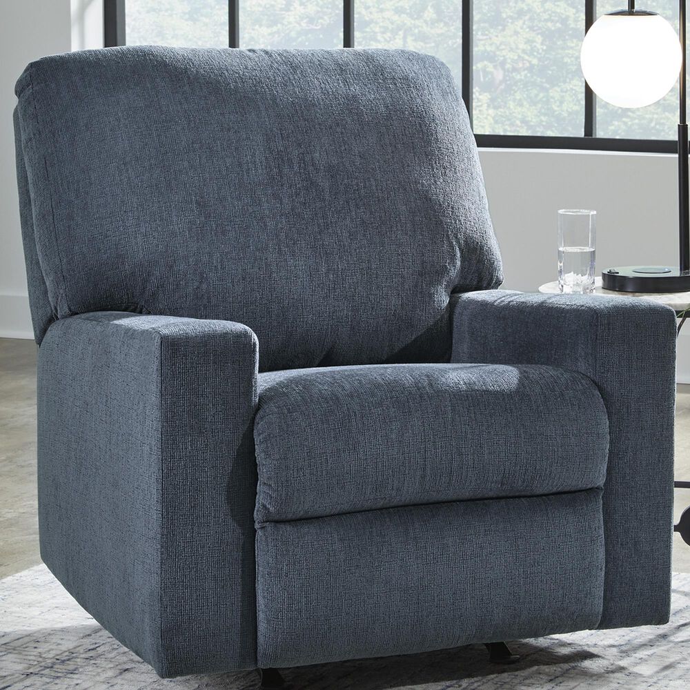Ashley Rannis Manual Rocker Recliner in Navy, , large