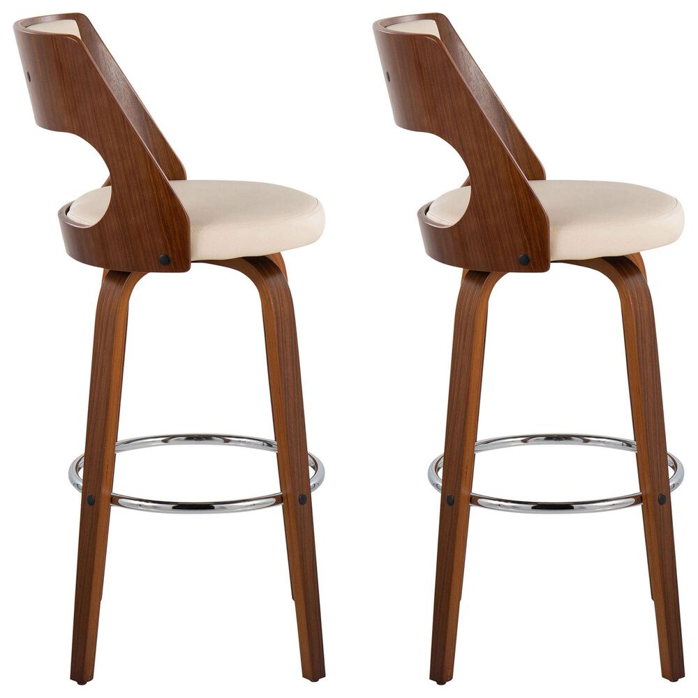 Lumisource Cecina Swivel Barstool with Cream Cushion in Walnut and Chrome &#40;Set of 2&#41;, , large