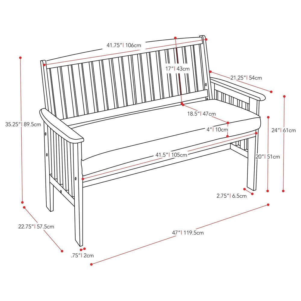 CorLiving Miramar Patio Bench in White/Navy Blue, , large