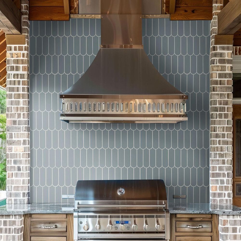 MS International Cielo Azul Scallop 12" x 12" Porcelain Mosaic Sheet, , large