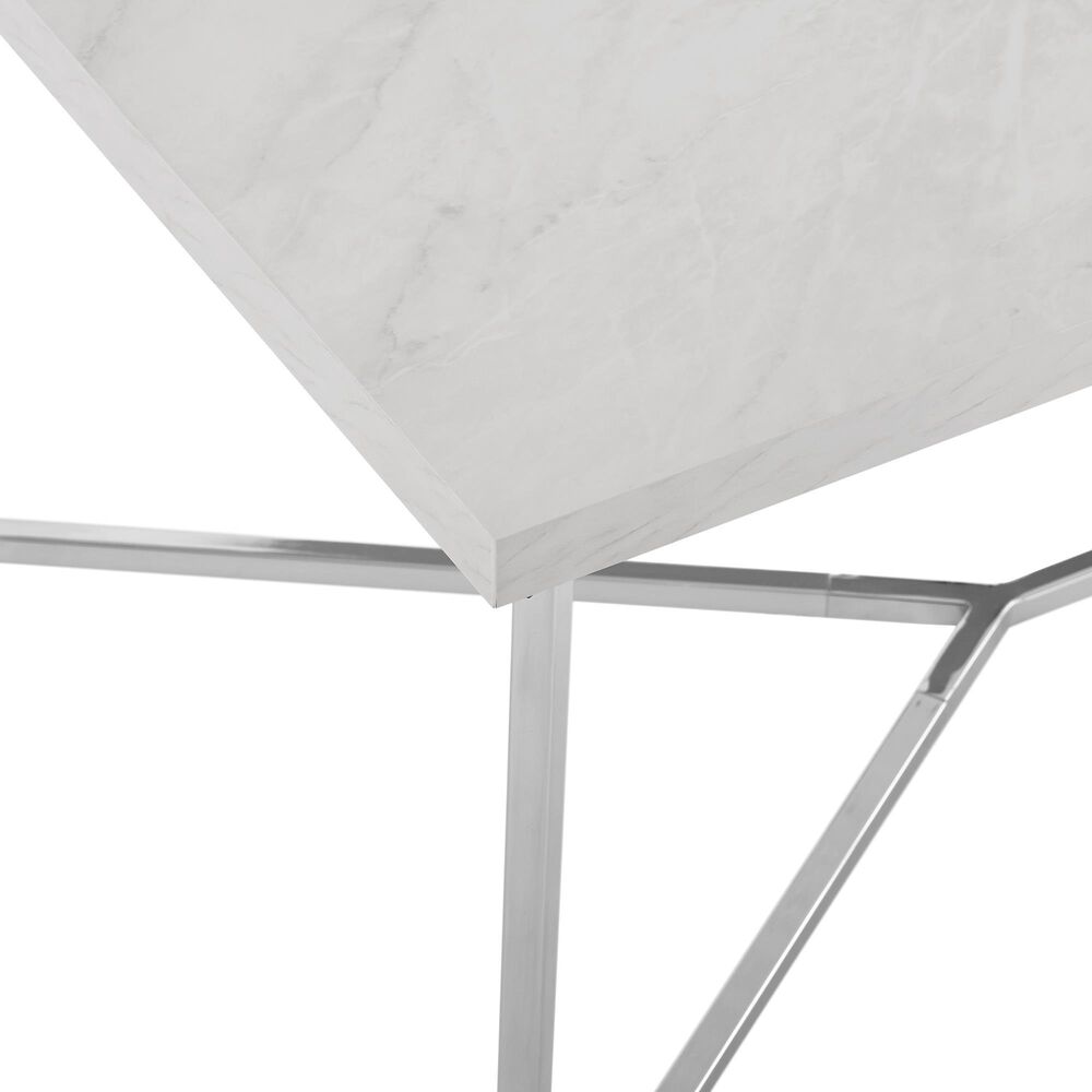 Walker Edison Luxe Coffee Table in White and Chrome, , large