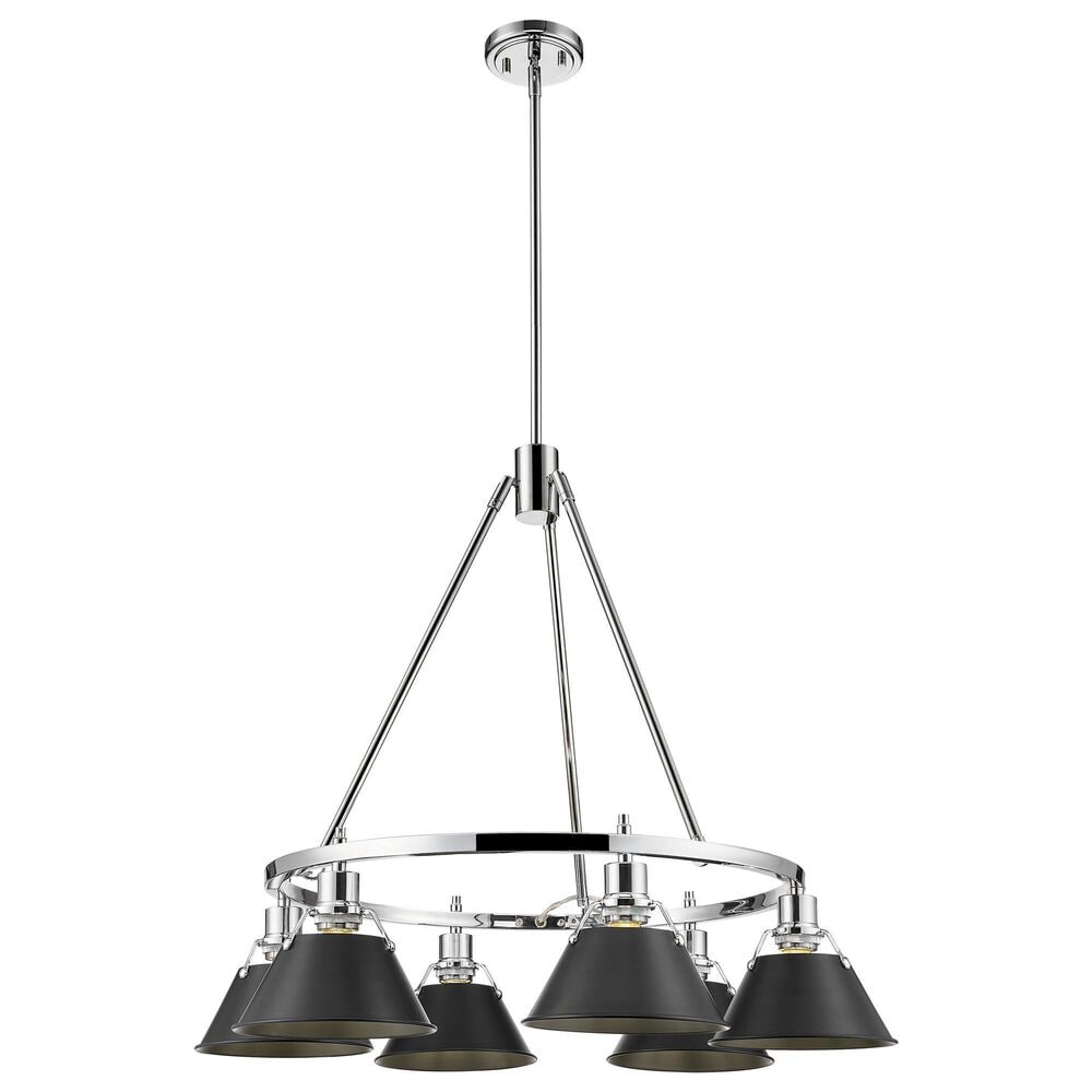 Golden Lighting Orwell 6-Light Chandelier with Matte Black Shade in Chrome, , large