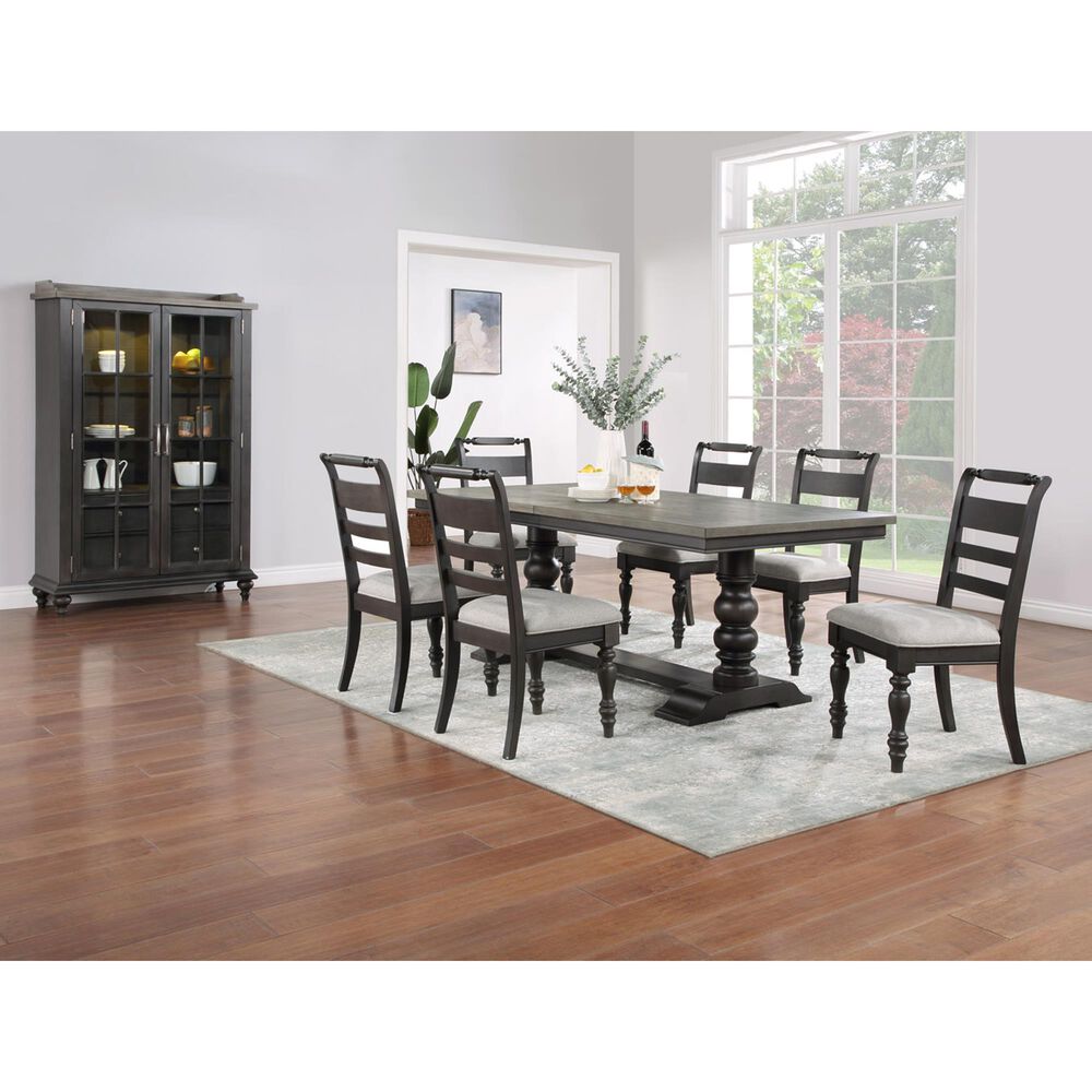 Boulder &amp; Pine French Country Upholstered Side Chair in Black and Dark Gray, , large
