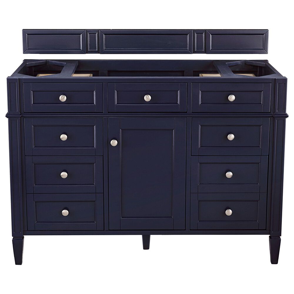 James Martin Vanities Brittany 48" Single Bathroom Vanity in Victory Blue with 3 cm Eternal Jasmine Pearl Quartz Top and Rectangle Sink, , large