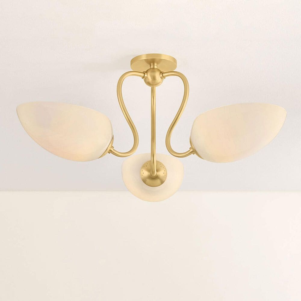 Mitzi Lighting Reva 3-Light Semi-Flush in Aged Brass, , large
