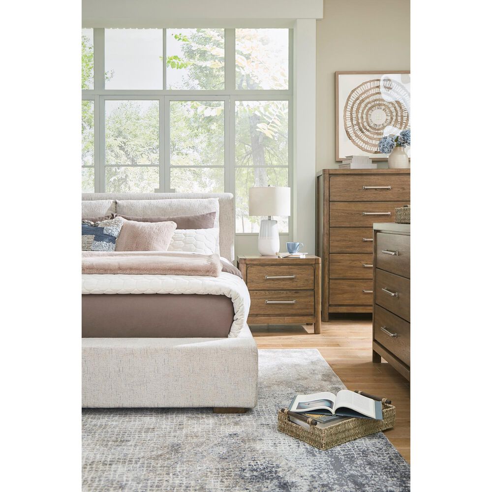 Millenium Cabalynn California King Oatmeal Upholstered Platform Panel Bed in Light Brown, , large