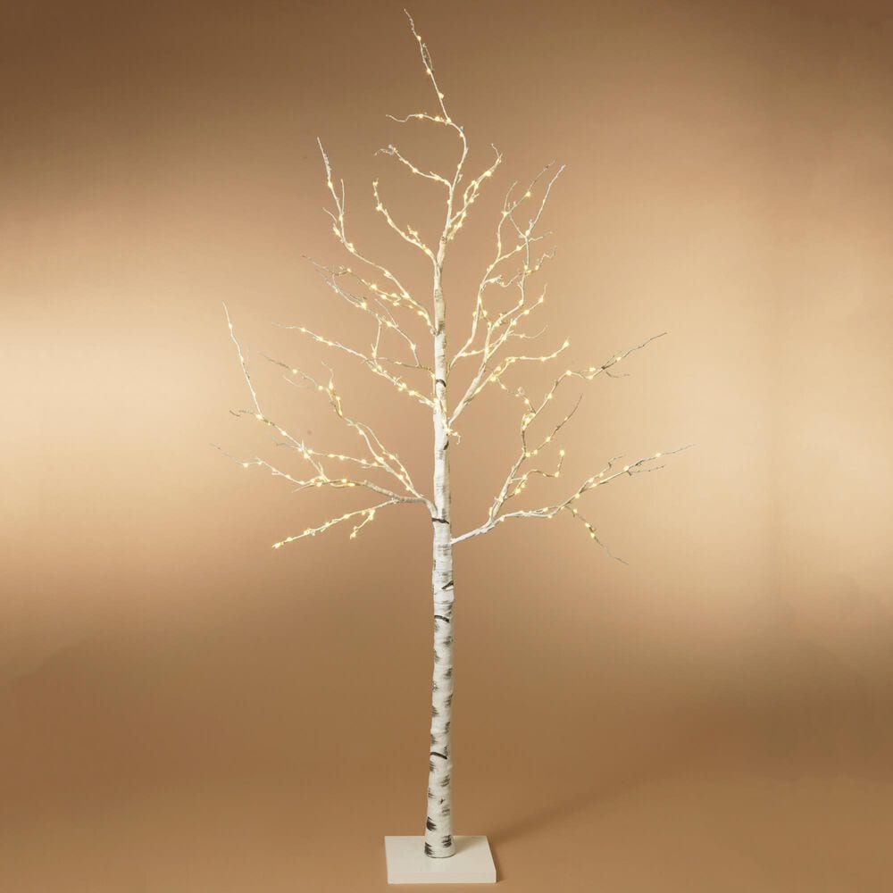 The Gerson Company 6.89&#39; LED Illuminating Indoor Holiday Birch Tree in White, , large