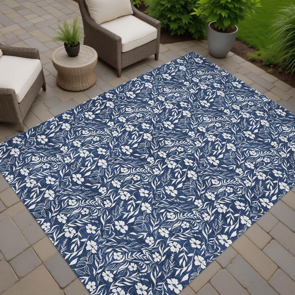 Dalyn Rug Company Soft Essentials Floral Navy 10' x 14' Indoor/Outdoor Area Rug, , large