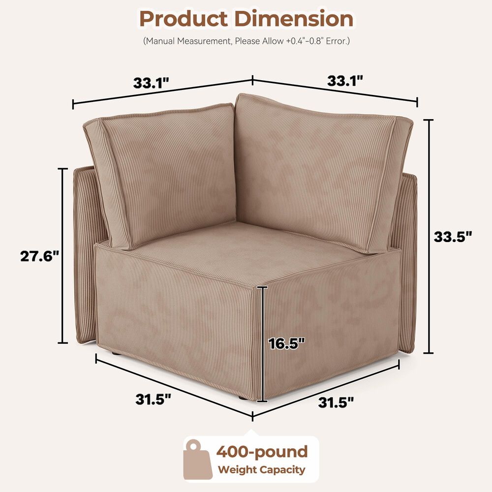 HOMLUX Corner Seat Module in Camel, , large