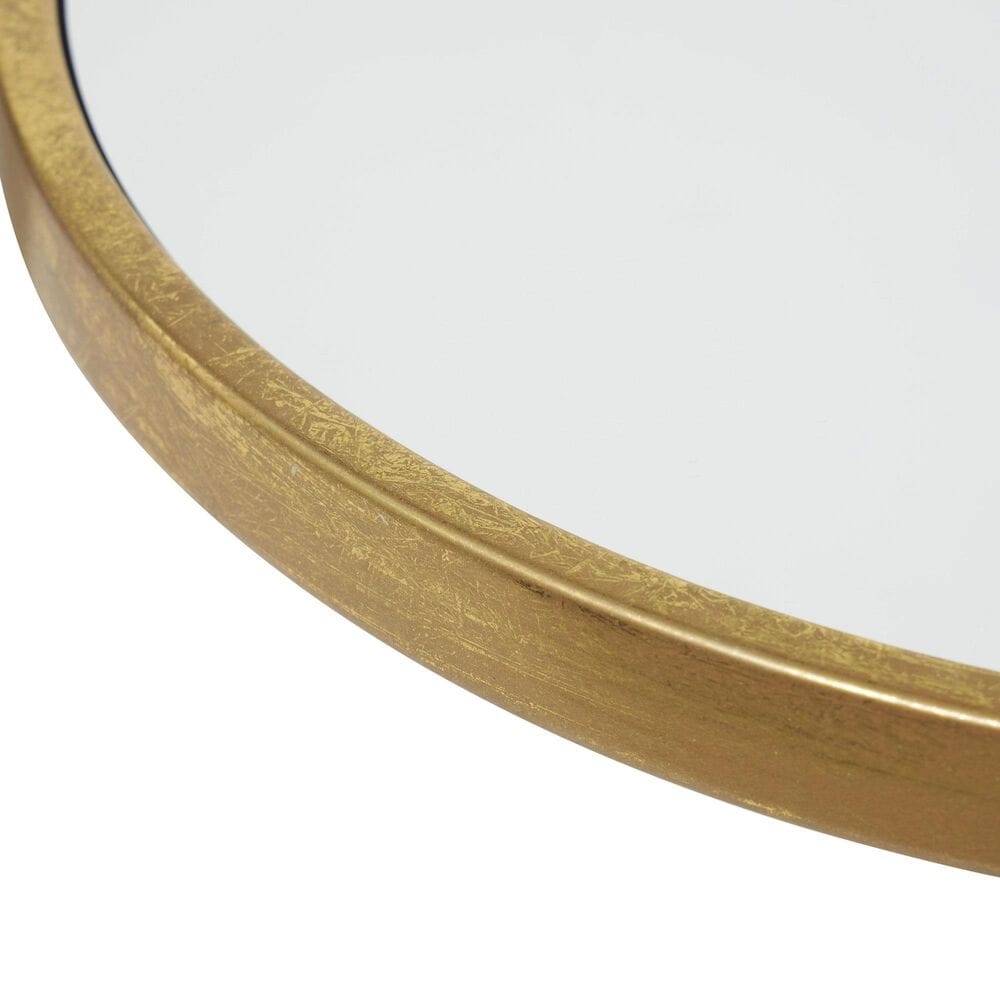 Maple and Jade Accent End Table with Pedestal Base and Mirrored Glass Top in Stain Gold, , large