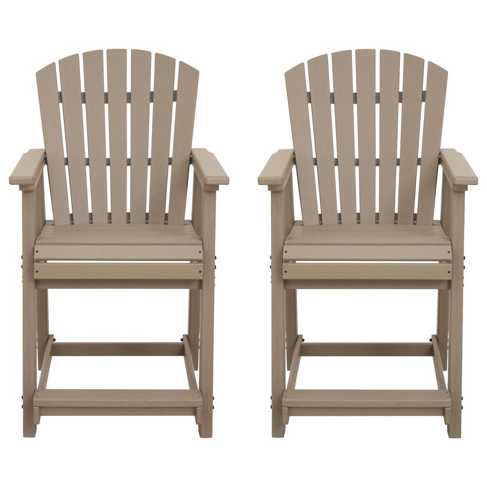 Ashley Seacliff Beach Barstool in Medium Brown (Set of 2), , large