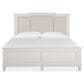 Nicolette Home Willowbrook King Panel Bed with Upholstered Headboard with Dresser and Nightstand in Egg Shell White, , large