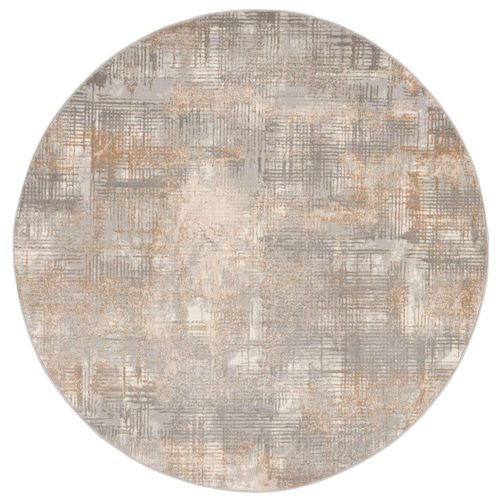 Nourison Rush CK951 6" Round Grey and Beige Area Rug, , large