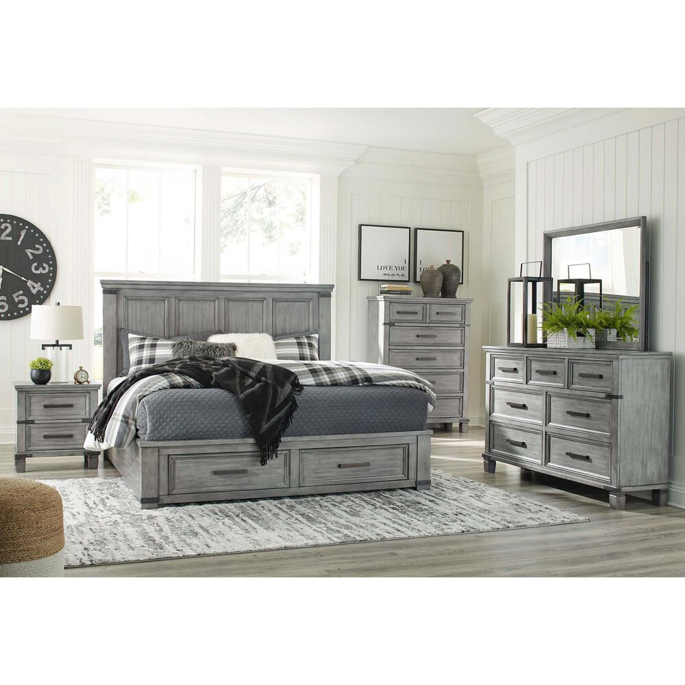 Ashley Russelyn 4 Piece King Bedroom Set in Gray, , large