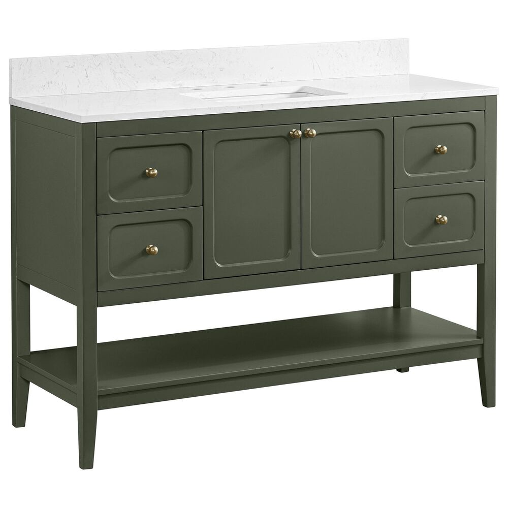 37B Ravello 48" Single Bathroom Vanity Cabinet in Deep Olive Green with Marble Top and Backsplash, , large