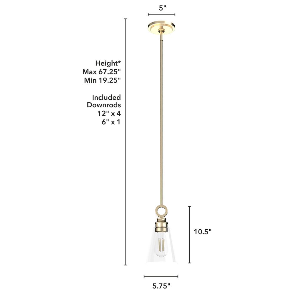 Hunter Klein 6&quot; 1-Light Pendant with Clear Shade in Alturas Gold, , large