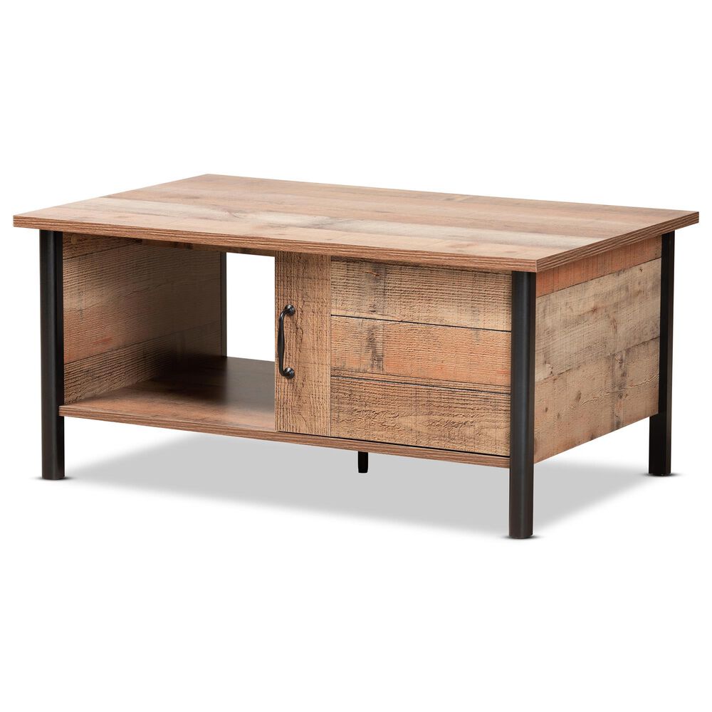 Baxton Studio Vaughan Coffee Table in Oak Brown and Black, , large