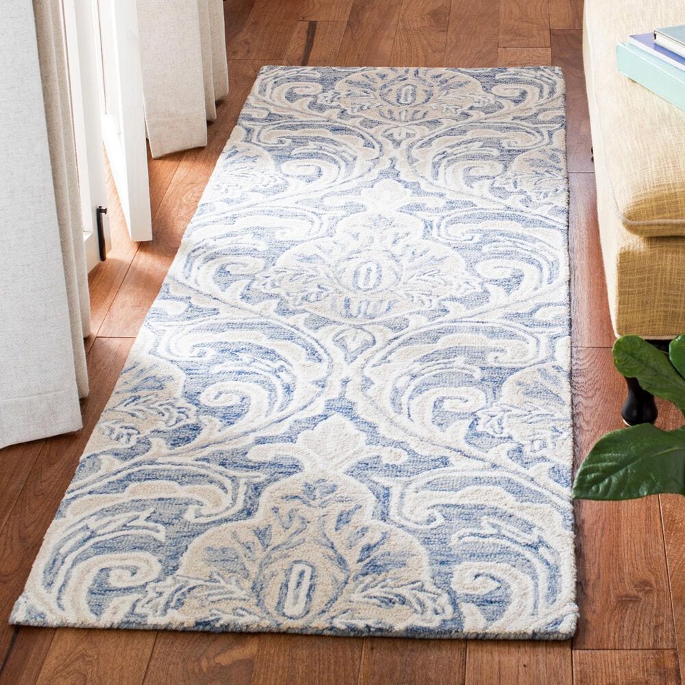 Safavieh Micro-Loop MLP532M 2&#39;3&quot; x 13&#39; Blue and Ivory Runner, , large