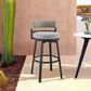 Armen Living Encinitas Patio Swivel Counter Height Bar Stool with Dark Gray Cushion in Black, , large