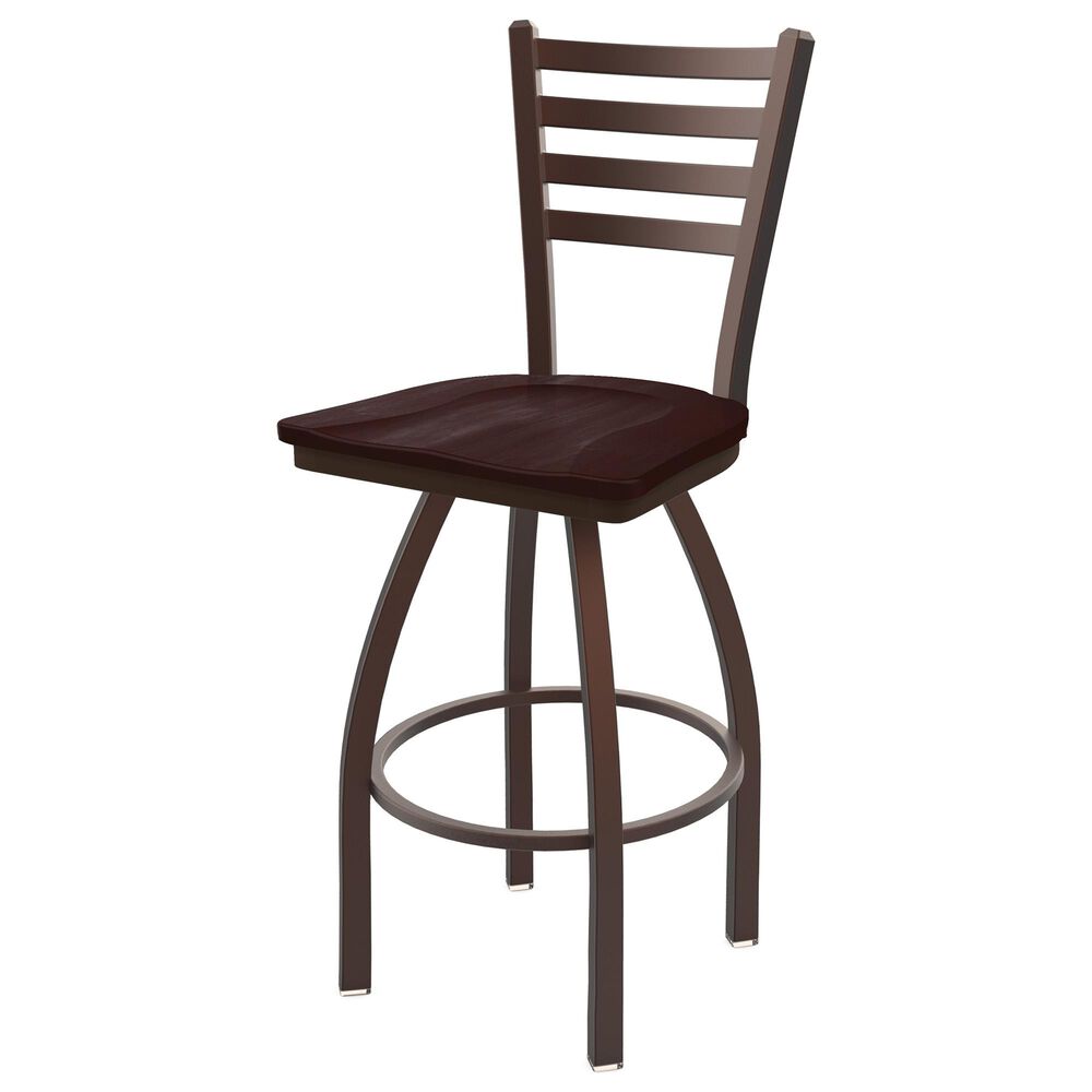 Holland Bar Stool 411 Jackie 25" Low Back Swivel Counter Stool with Bronze and Dark Cherry Maple Seat, , large