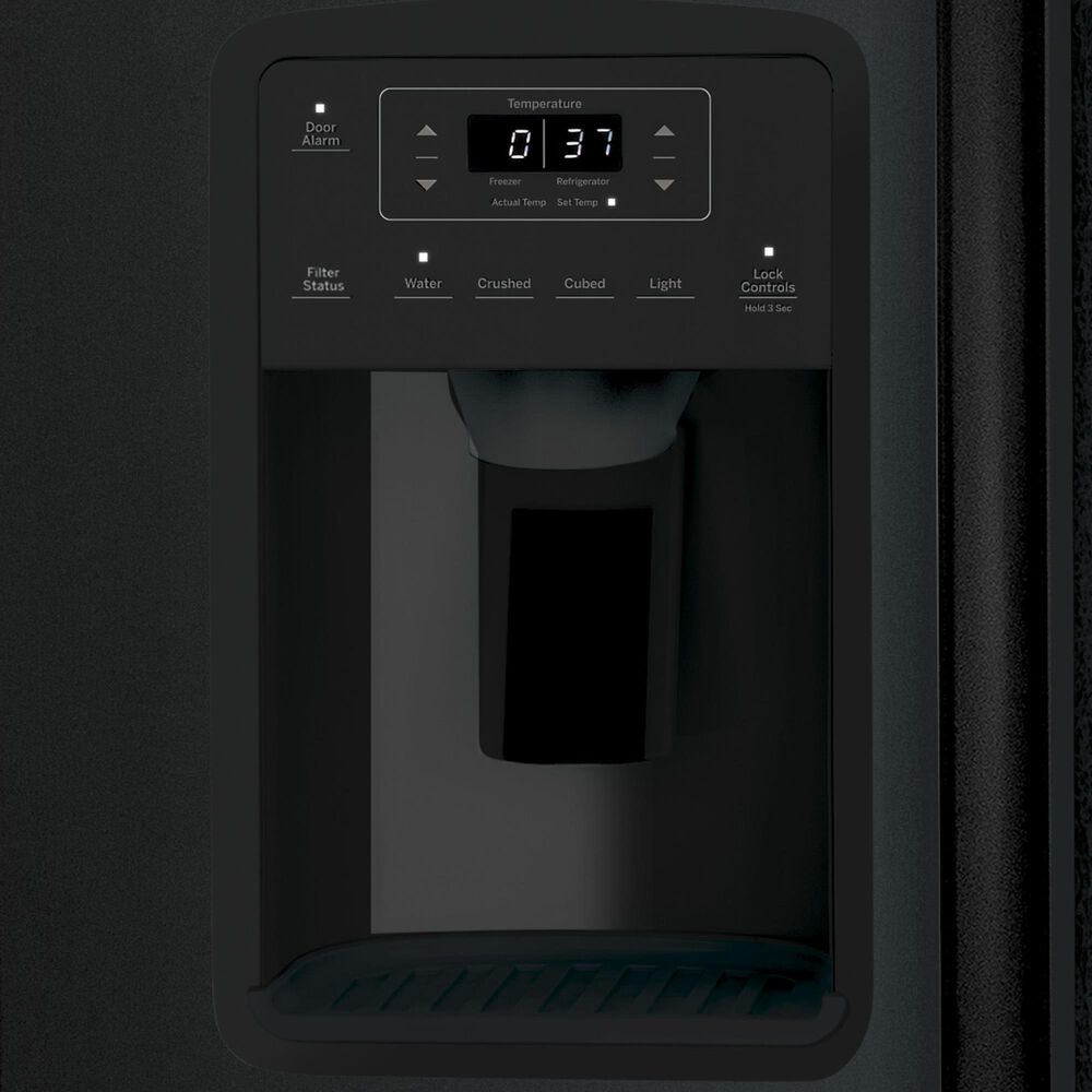 GE Appliances 25.3 Cu. Ft. Side by Side Refrigerator with External Dispenser in Black, , large