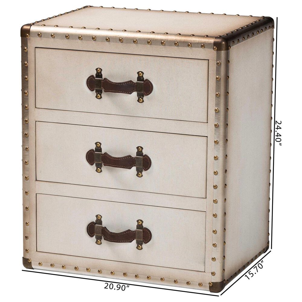 Baxton Studio Mallison 3-Drawer End Table in Beige, , large