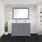 Lexora Home Dukes 48" Double Bathroom Vanity in Dark Grey with 2 cm White Carrara Marble Top and Rectangular Sinks, , large