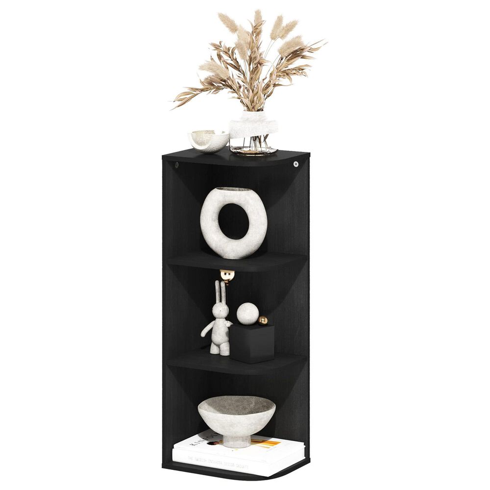 HOMLUX 3-Tier Corner Open Shelf Bookcase in Blackwood, , large