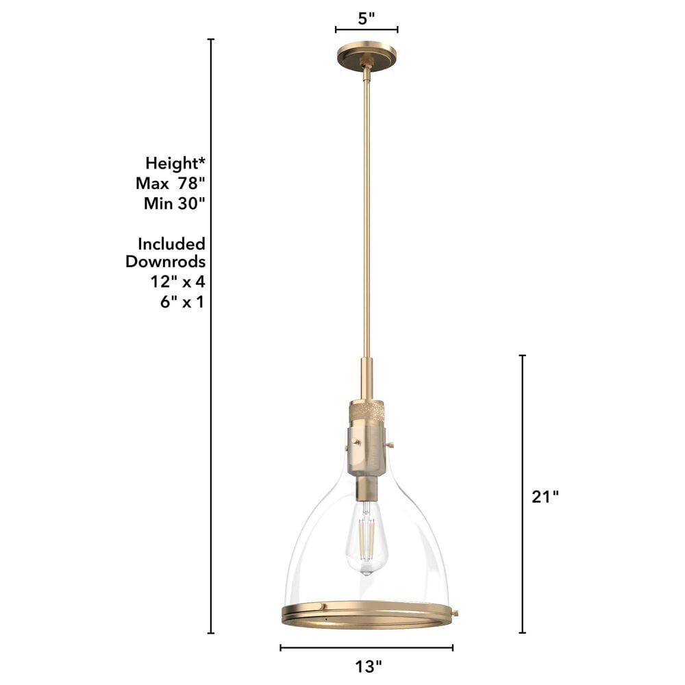 Hunter Van Nuys 13&quot; 1-Light Pendant in Alturas Gold, , large