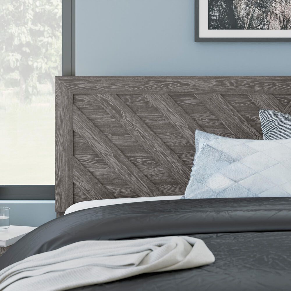 Ashley Sylveri King Chevron Panel Bed in Gray, , large