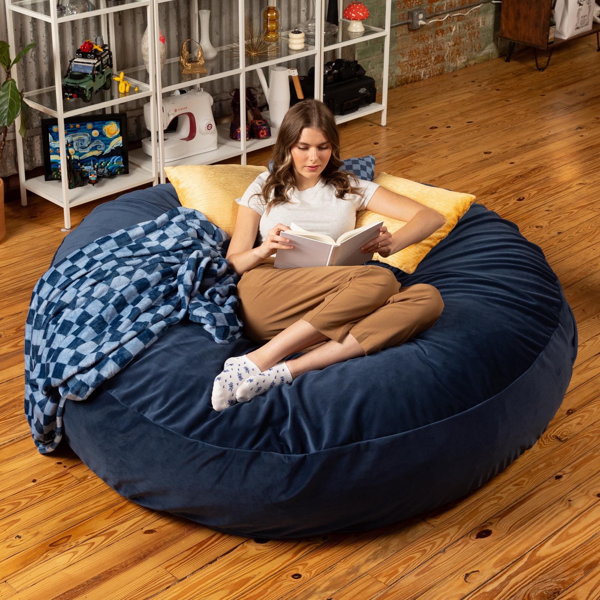 Jaxx Cocoon 6' Oversized Bean Bag Chair in Navy Blue
