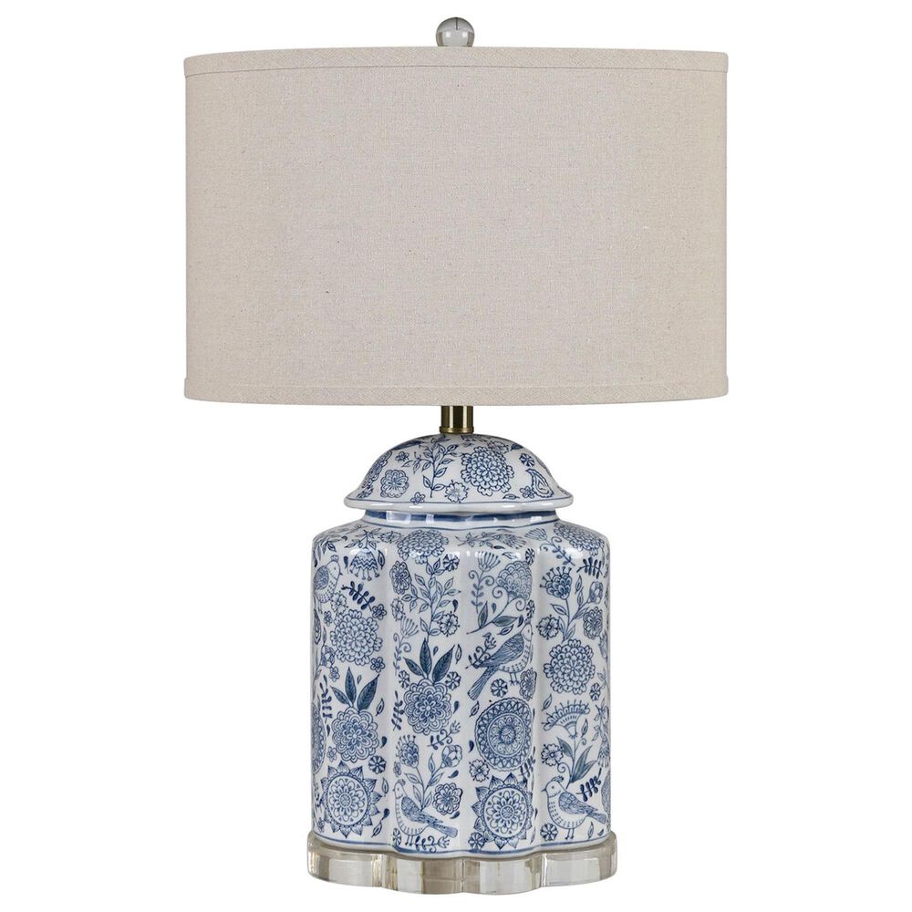 Porch View Petal and Plume Porcelain Table Lamp in Blue and White, , large