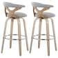 LumiSource Gardenia Swivel Fixed-Height Bar Stool with Cream Faux Leather Upholstery in Chrome and Walnut (Set of 2), , large