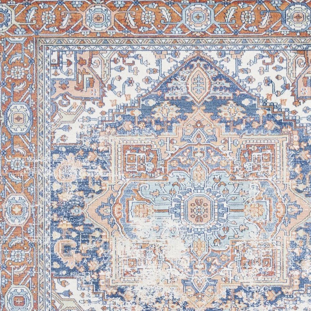 Safavieh Aria 6&#39;7&quot; Round Navy and Rust Area Rug, , large