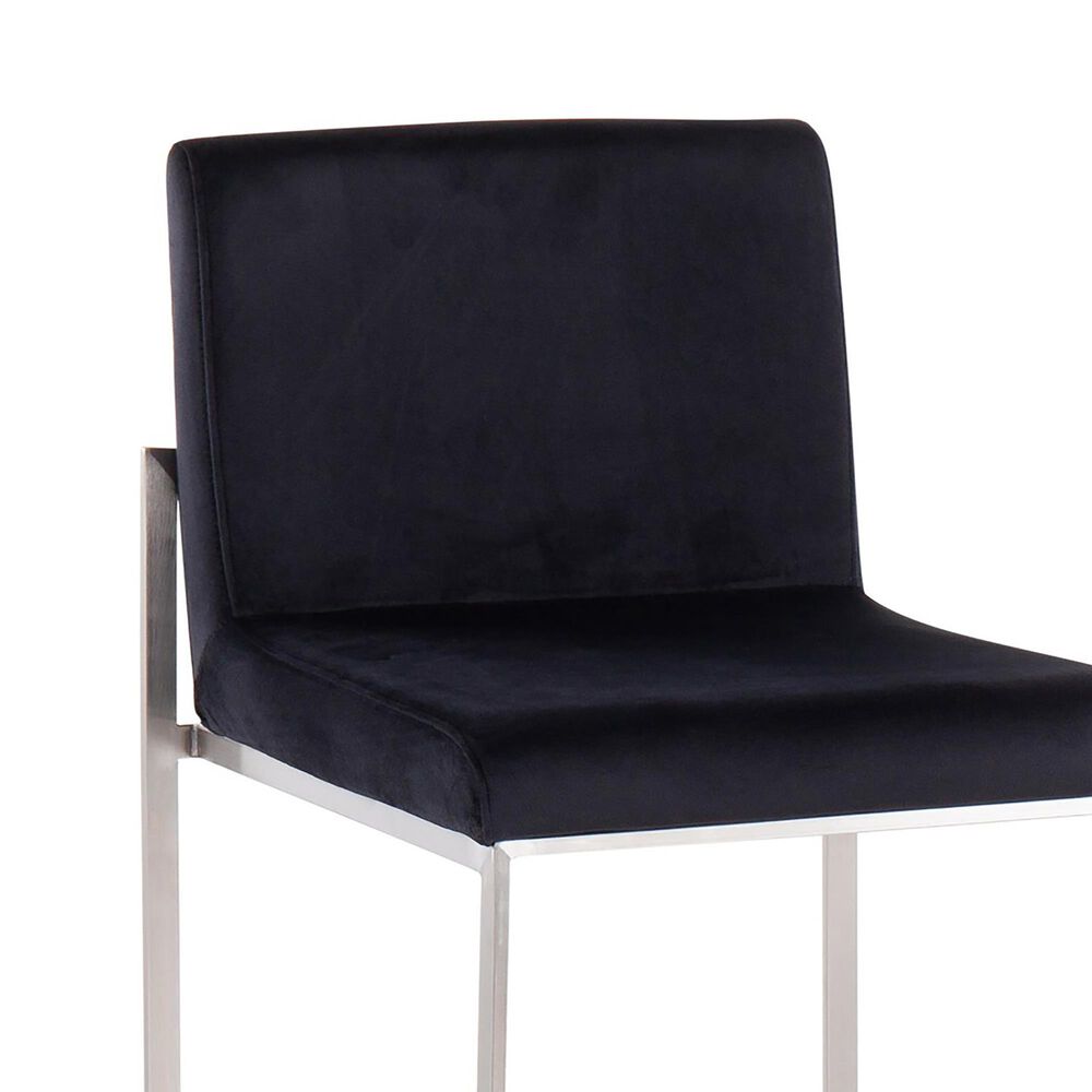 Lumisource Fuji High Back Counter Stool with Black Velvet Cushion in Stainless Steel &#40;Set of 2&#41;, , large