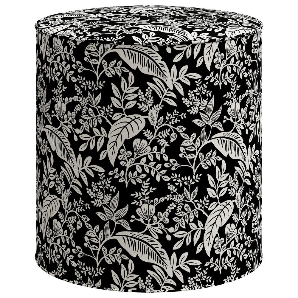 Rifle Paper Co Crafted by Cloth and Company Billie Ottoman in Canopy Black/Cream, , large