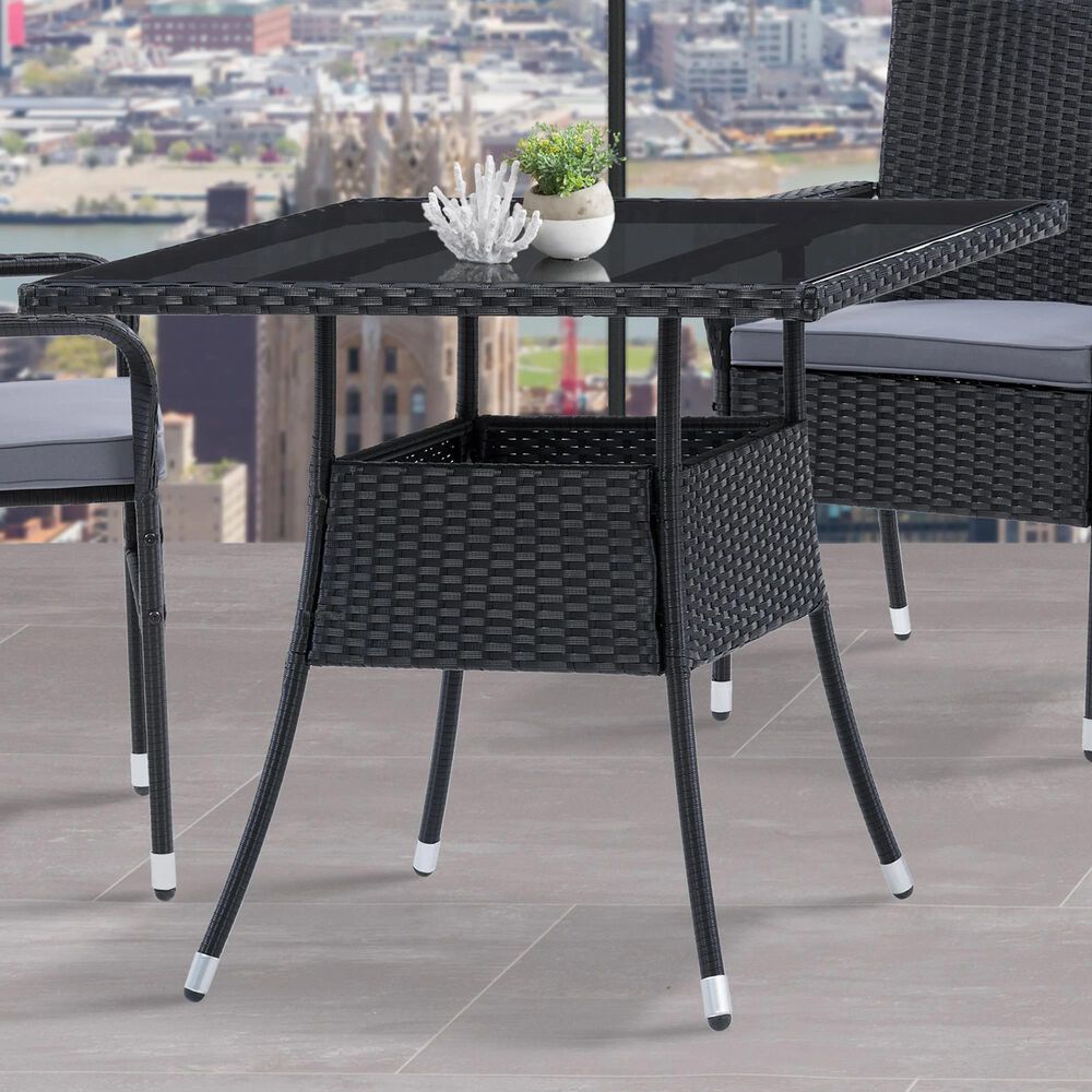 CorLiving Parksville Patio Square Dining Table in Black, , large